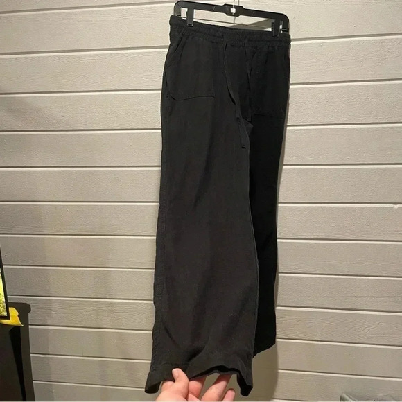 Cato Women’s Straight Leg Drawstring High Waist Black Cotton Pants Size Small - Picture 4 of 7